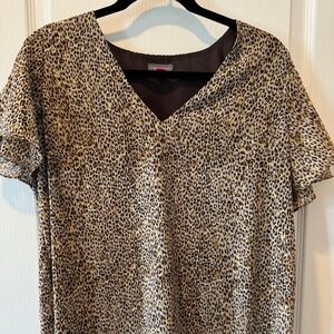 Vince Camuto- Flutter Sleeve Animal Print Blouse- Large